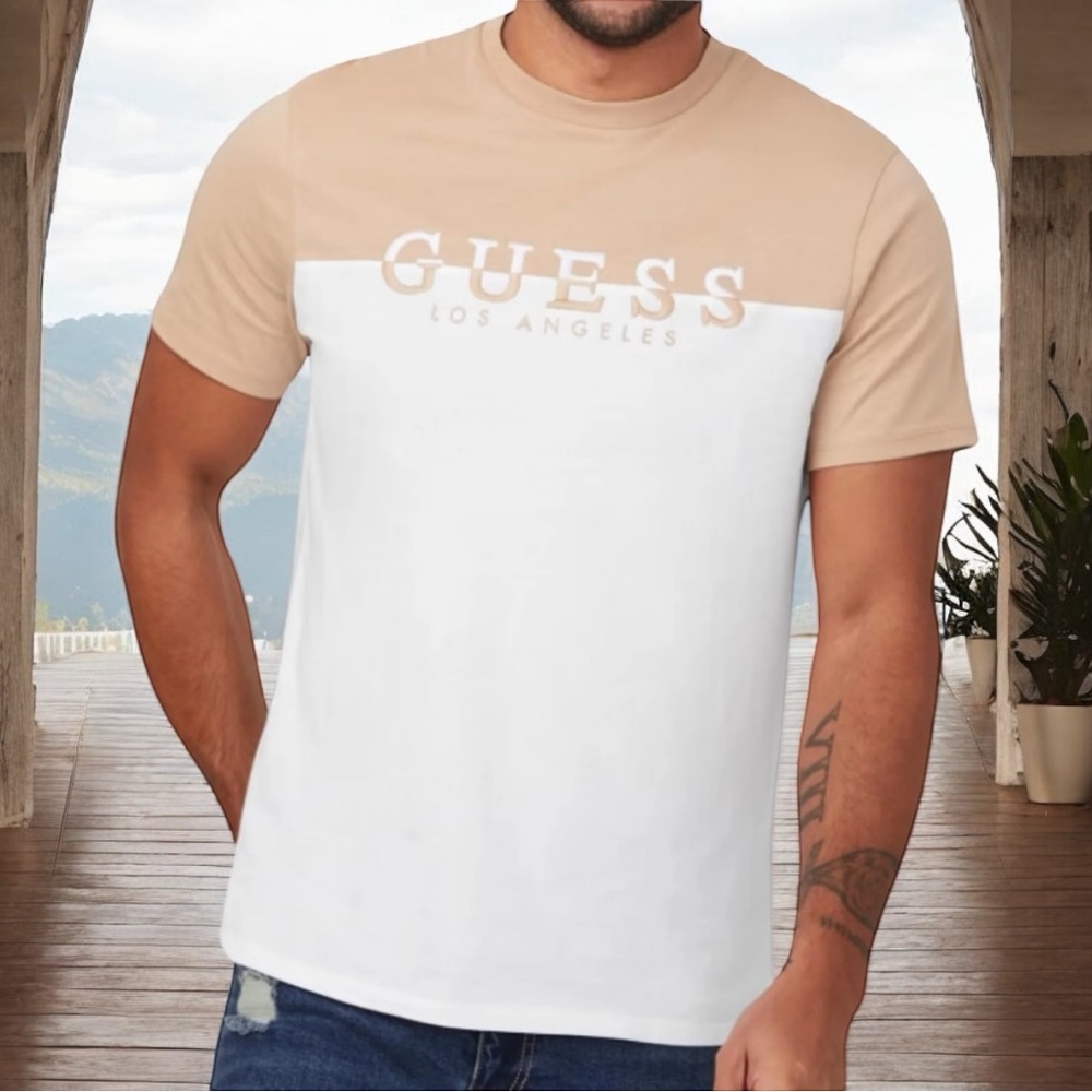 Guess Men's Davion Logo Embroidered Crew Neck Tee - Size M